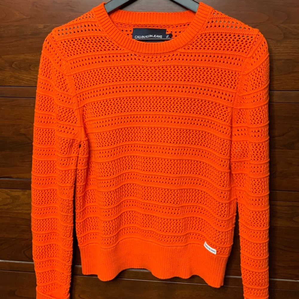 Bright Orange Calvin Klein Knit Sweater Large